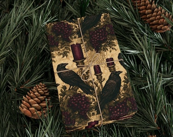 Nevermore To Wrap Vintage Raven Wrapping Paper Roll Gothic Crow Gift Wrap Dark Academia Cottagecore Halloween 90 GSM Paper