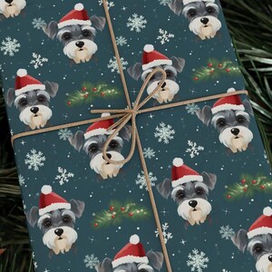Santa Paws Adorable Mini Schnauzer Wrapping Paper Roll | Festive Dog Christmas Gift Wrap for Pet Lovers and Holiday Hounds Alike