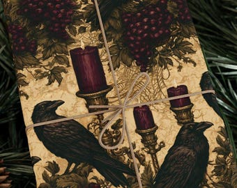 Nevermore To Wrap Vintage Raven Wrapping Paper Roll Gothic Crow Gift Wrap Dark Academia Cottagecore Halloween 90 GSM Paper