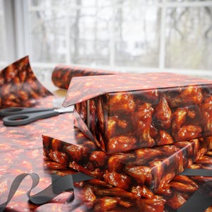 Saucy Situation Premium 90 GSM Wrapping Paper | For Gifts That Are Too Hot to Handle, Perfect for Spicy Gag Gifts and Wing Lovers Everywhere image 4