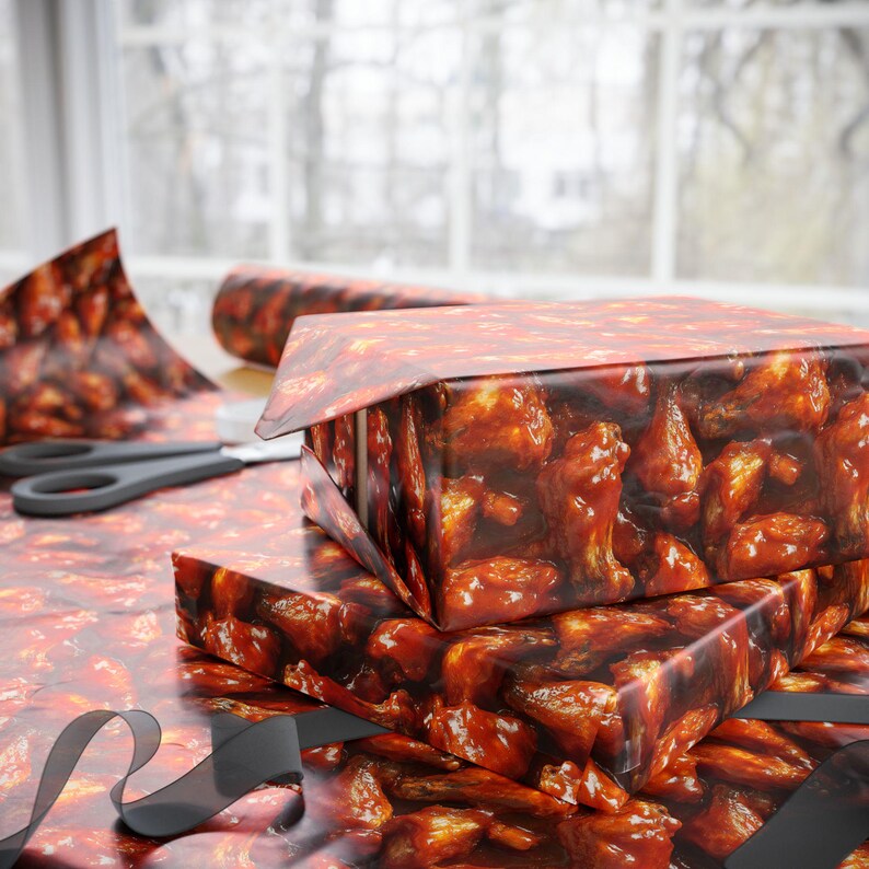 Saucy Situation Premium 90 GSM Wrapping Paper | For Gifts That Are Too Hot to Handle, Perfect for Spicy Gag Gifts and Wing Lovers Everywhere image 4