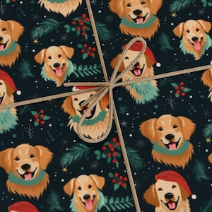 Happy Golden Retriever Christmas Wrapping Paper