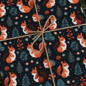 Cute Christmas Squirrels Wrapping Paper
