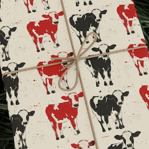Moo-dern Art Wrapping Paper Roll | Abstract Cow Print Gift Wrap for the Unhinged Farmcore Enthusiast in Your Life