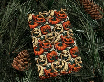 Gourd Vibes Only Halloween Wrapping Paper Roll Cute Jack O Lantern Pumpkin Gift Wrap Vintage Spooky Fall Pattern 90 GSM Paper