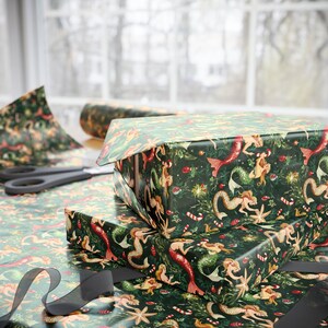 Papel de regalo vintage de sirena con magia submarina / Amuleto navideño retro en papel festivo premium / Papel de regalo navideño caprichoso inspirado en el océano imagen 5
