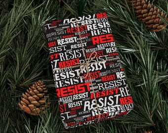 Wrapped In Resistance Wrapping Paper Roll | Bold Political Statement Gift Wrap Repeating Resist Typography Design | Premium 90 GSM Paper