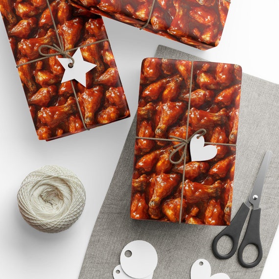 Saucy Situation Premium 90 GSM Wrapping Paper | For Gifts That Are Too Hot to Handle, Perfect for Spicy Gag Gifts and Wing Lovers Everywhere