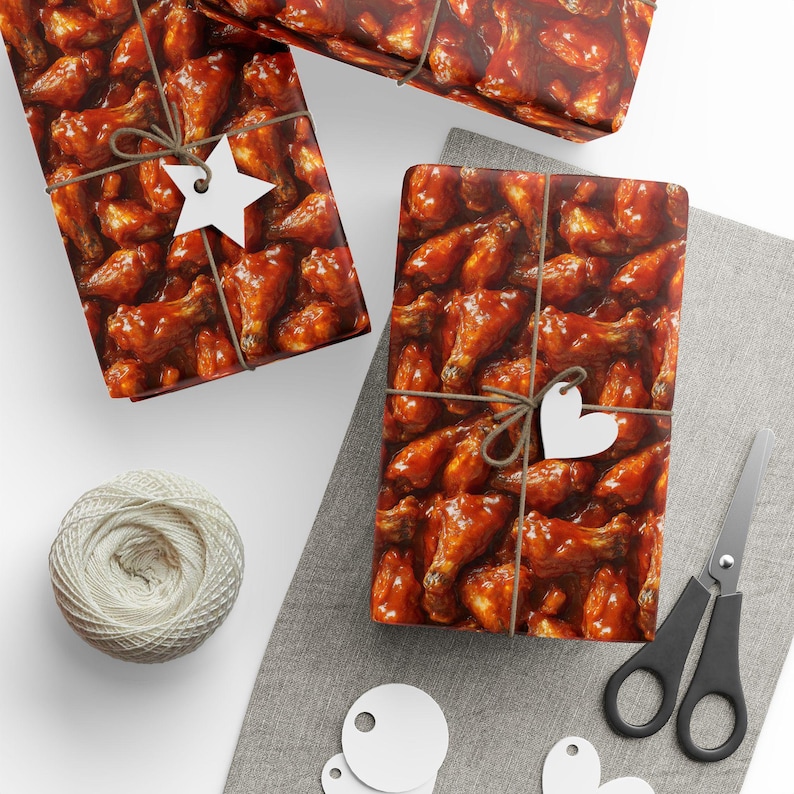 Saucy Situation Premium 90 GSM Wrapping Paper | For Gifts That Are Too Hot to Handle, Perfect for Spicy Gag Gifts and Wing Lovers Everywhere image 1