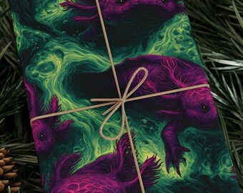 You Are Axolotl Fun Purple Axolotl Wrapping Paper Roll Cute Amphibian Gift Wrap Aquarium Animal Pattern 90 GSM Paper