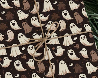 Boo-tiful Ghost Wrapping Paper Roll for Halloween Gifts | Spooky Cute Gift Wrap for Haunted Parties and Ghost Lovers
