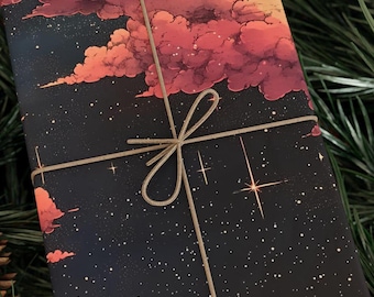 Celestial Cloudscape Wrapping Paper: Ethereal Starry Night Gift Wrap