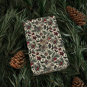 Vintage Holiday Tattoo Gift Wrap | Christmas Wrapping Paper with Retro Red & Green Design | Available in 3 Sizes | 90 GSM Fine Art Paper image 2