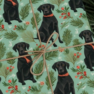 Adorable Black Lab Christmas Gift Wrapping Paper
