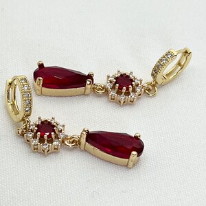 Ruby Red Crystal Earrings Garnet Glass Earrings January Birthstone Earrings Handmade Jewelry Formal Earrings Art Deco Jewelry Gift for Her