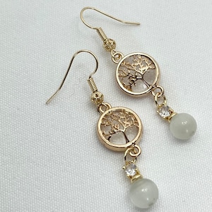 Tree of Life Earrings Gold Tree of Life Jewelry Gold Tree Earrings Nature Jewelry Family Tree Earrings Tree Earrings Crystal Nature Earrings