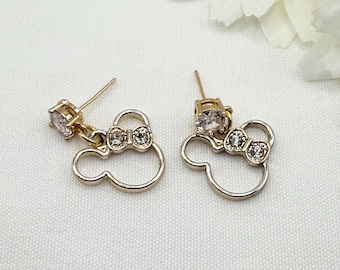 Minnie Mouse inspired Earrings Disney inspired Earrings Novelty Earrings Clear Crystal Drop Earrings