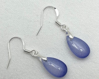 Blue Glass Bead Earrings Crystal Teardrop Earrings Blue Silver Earrings Sparkling Earrings Summer Earrings Handmade Earrings Something Blue