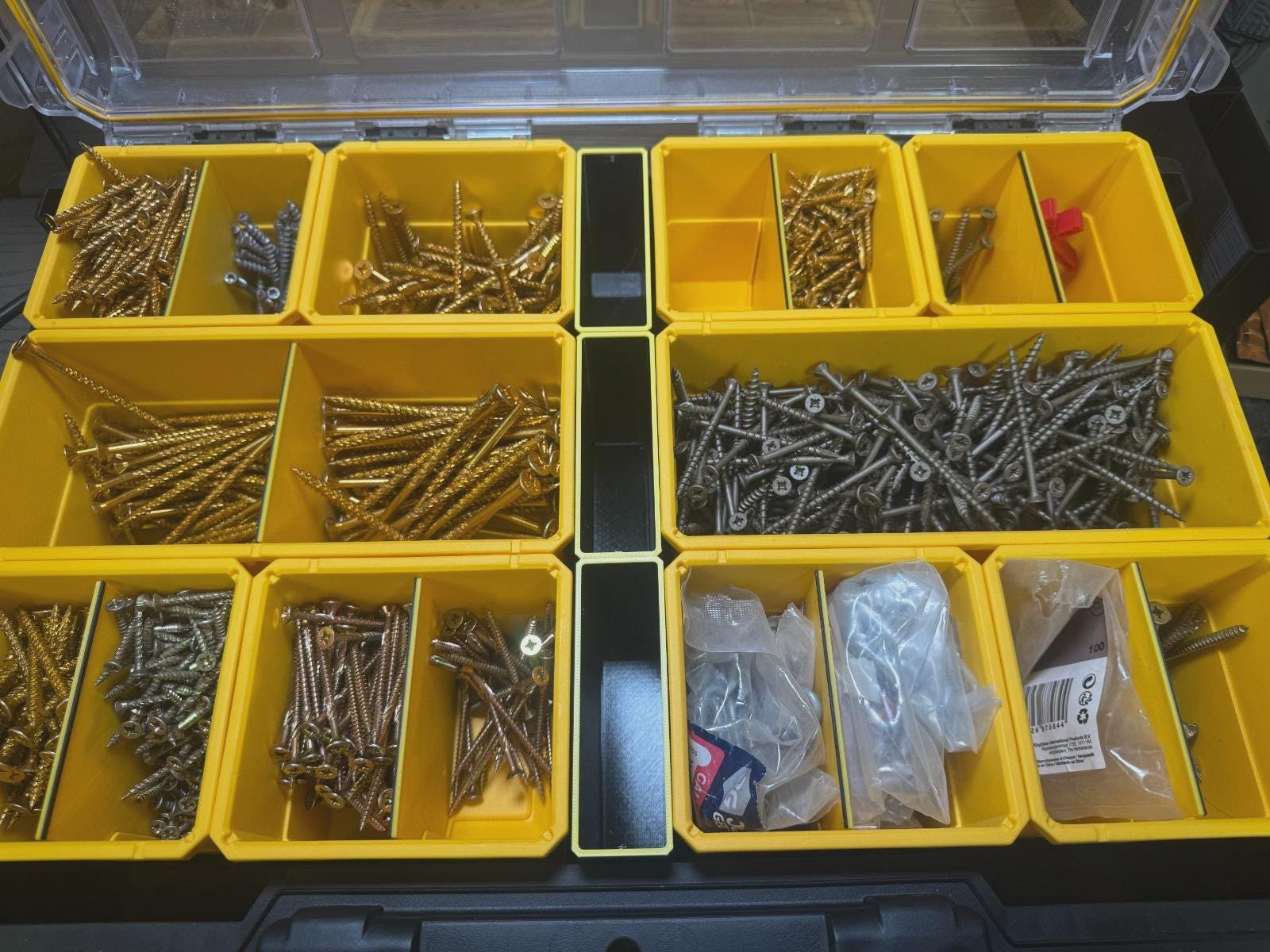 3 Cestelli Organiser Per DeWalt ToughSystem 2.0 - PETG Giallo, Misura Media