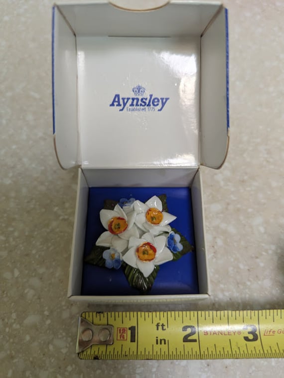 Aynsley Bone China Floral Brooch Etsy