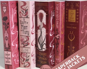 ACOTAR Pink Paperback Vintage Dust Jackets Set, Digital Download, Printable, ACOTAR Series