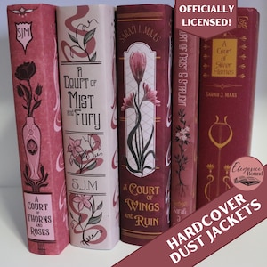 Set di sovraccoperte vintage rosa con copertina rigida ACOTAR, download digitale, licenza ufficiale, stampabile, serie ACOTAR