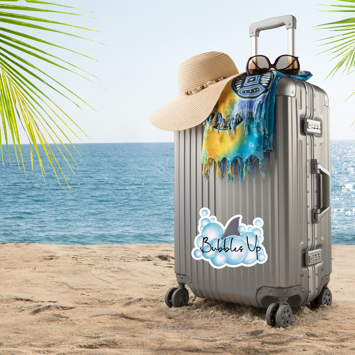 Bubbles up Vinyl Decal Sticker, Jimmy Buffett Sticker, Fins up Sticker