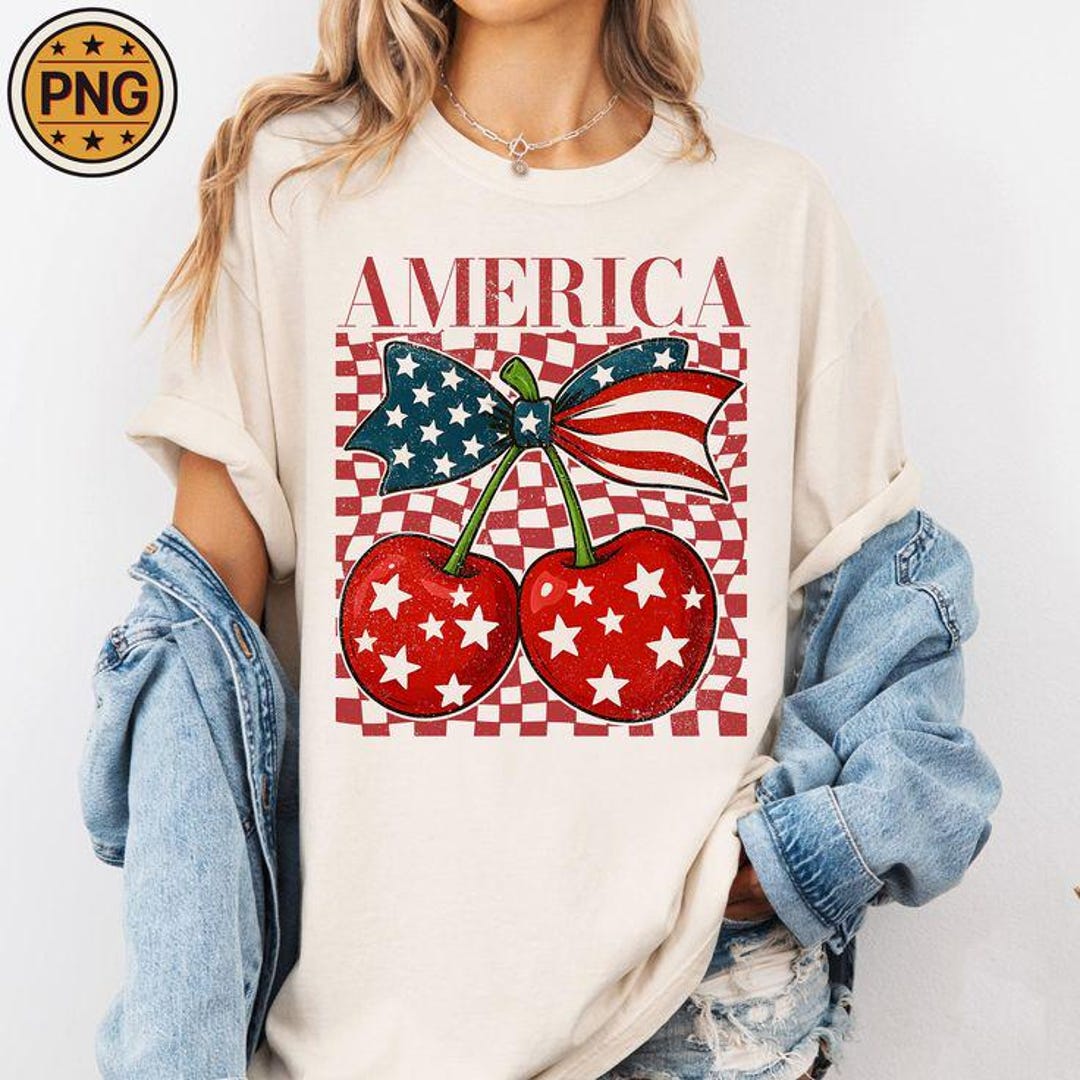 Cherry America Coquette Png, Retro 4th of July Png, Patriotic Png ...