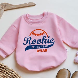 Personalized Baseball Baby Outfit, Rookie Of The Year, Custom Name Baseball Outfit, First Birthday Baseball Outfit, Sports Baby Clothes