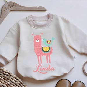 Personalized Llama Baby Outfit, Custom Name Llama Outfit, First Birthday Gift, Llama Theme Baby Romper, Baby Shower Gift, Llama Bodysuit