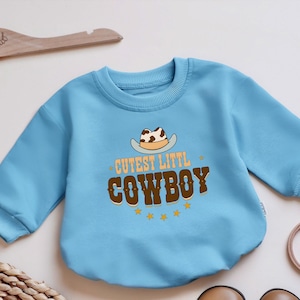 Cutest Little Cowboy Romper, Retro Cowboy Bodysuit, Country Bodysuit, Western Baby Gift, Newborn Clothes, Gender Neutral, Baby Announcement