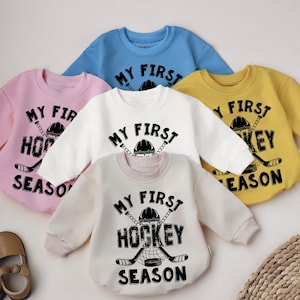 My First Hockey Season Romper, Retro Future Hockey Player Bodysuit, Sport Romper, Hockey Baby, Father&#39;s Day Gift, Dad’s Little Hockey Buddy