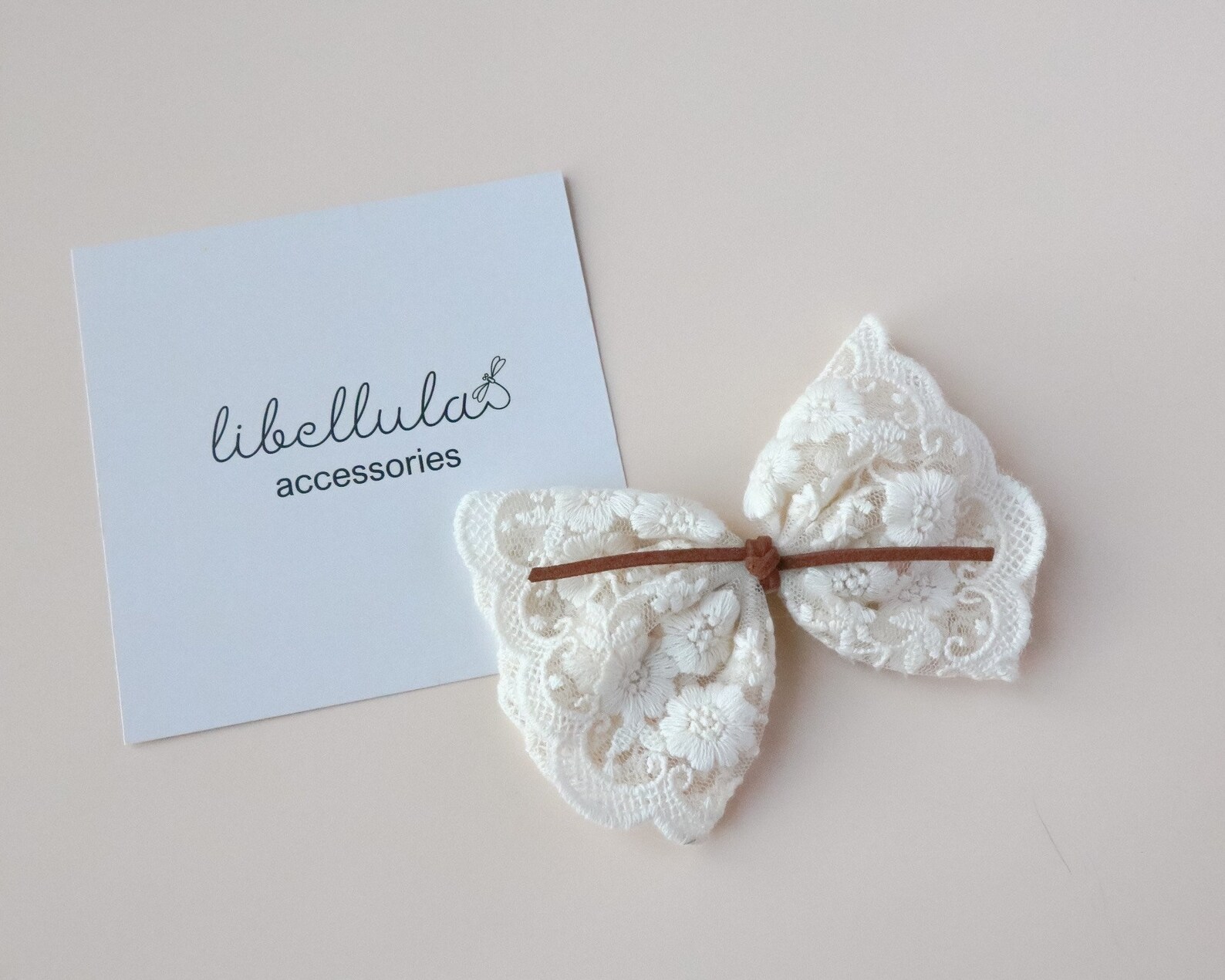 Beige - Handmade Fabric Bow Hair Clip 41