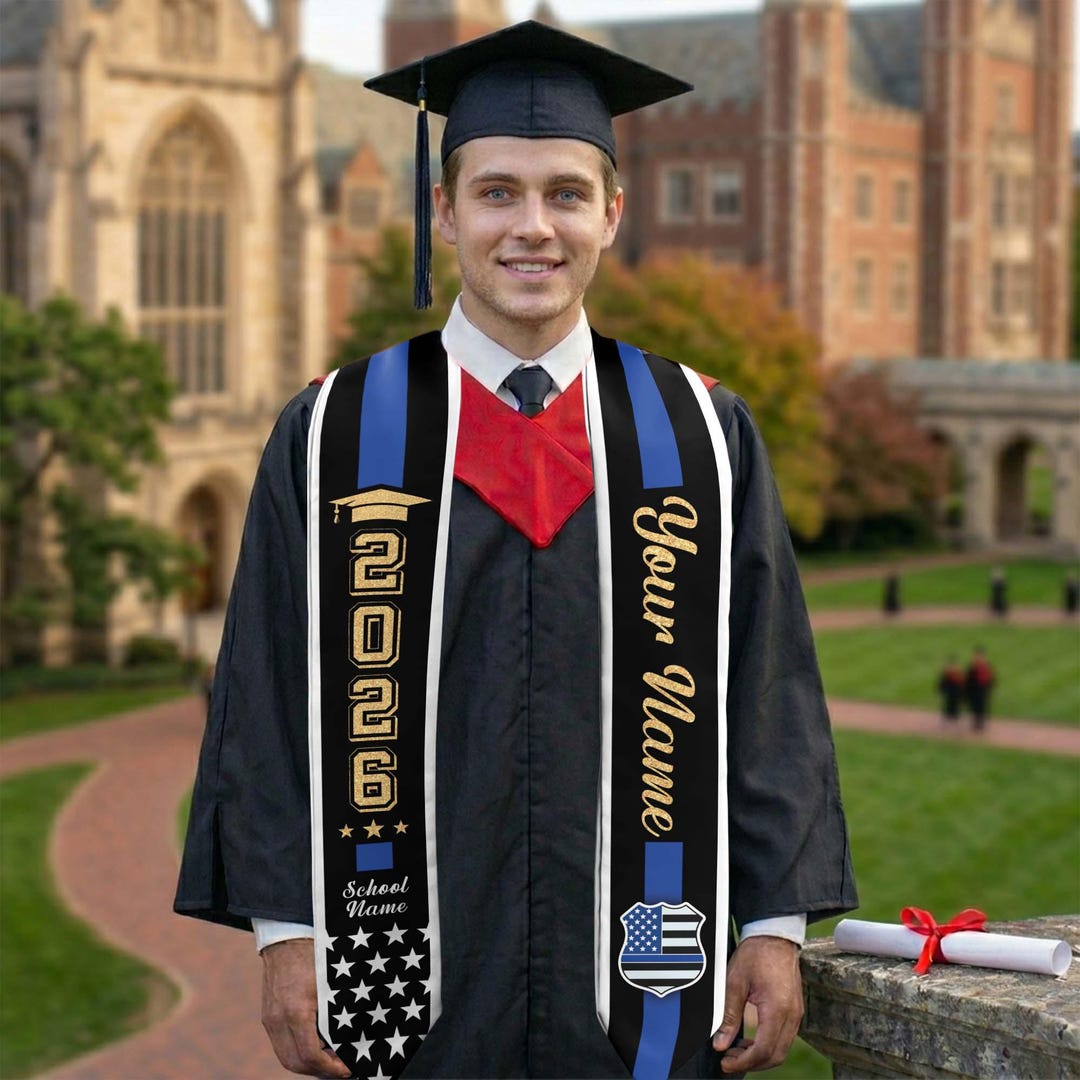 Graduation. Police Mem Custom Police Officer Graduation Stole, Personalized Grad Police ...