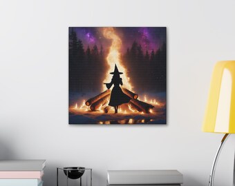 Winter Witch, Witch Home Decor, Witch Wall Art, Witchy Aesthetic, Fire Wall Art, Witch Wall Decor, Holiday Witch, Nature Witch