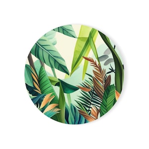 Cork Back Coaster,Jungle Design,Tropical Coaster,Tropical Party Coaster,Tropics,Plant Lovers Decor, Plant Decor,Designer Kitchen Coasters