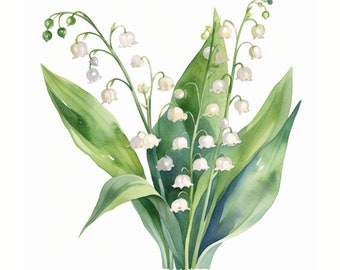 Lilly of the Valley Digital Watercolor Print
