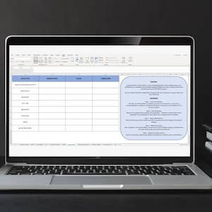 May include: A laptop computer screen displaying a spreadsheet with the column headers "Back order status code", "Recommended stock", "Current", and "Recommended". The spreadsheet is empty. A blue box on the right side of the screen contains text about "Back Order Status Codes".