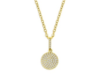 14K yellow gold over sterling silver with cubic zirconia round charm necklace 18 inches Made In Italy