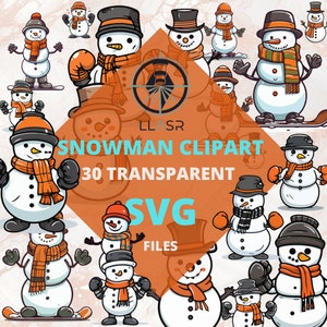 30 sneeuwman bundel SVG voor Cut File, kerstmis, Cartoon, svg, dxf, png, eps, voor cricut Silhouette, Cameo, snowman clipart, christmas svg