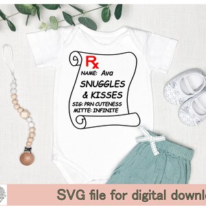 Snuggles and kisses recept baby svg babyshower cadeau romper apotheker svg arts cadeau svg verpleegkundige cadeau romper schattige baby cadeau