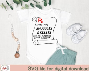 Abrazos y besos, prescripción de bebé, SVG, regalo de baby shower, mono, farmacéutico SVG, regalo de médico SVG, regalo de enfermera, mono, lindo regalo de bebé