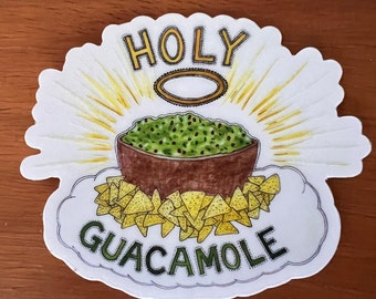 Holy Guacamole Sticker - clear vinyl sticker, funny sticker, waterproof scratchproof sticker, guacamole, clear laptop sticker, glass sticker