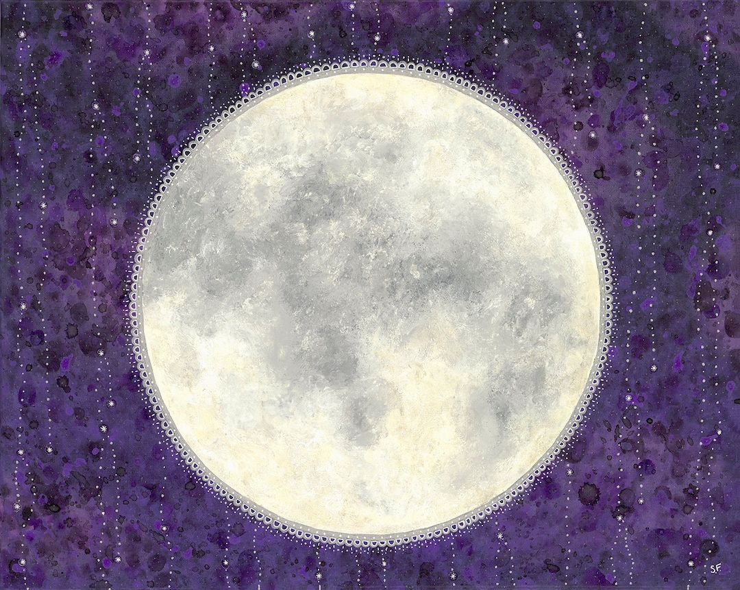 Moon and Stars Print - Night Sky Wall Art, Celestial Art Print, Full ...