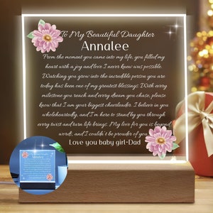 Daughter Birthday gift from Dad, Daughter gift from mom, Christmas Gift for daughter, personalized gift, Daughter Nightlight, Christmas