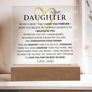 To My Daughter- Keepsake &quot;Never Forget That I love You&quot;, Love Dad Daughter Gift, Gift for her, Daughter Christmas gift, Daughter Birthday