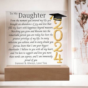 Daughter Graduation Gift-So Proud of You Acrylic Plaque LED Option Promotion Gift You Did It Gift for Her Gift for Grad