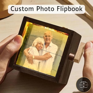 Custom Photo Gift Flipbook with Light Personalized Wooden Gift Box for Mom, Dad, Couples, Anniversary, Birthday, Wedding – Unique Home Decor