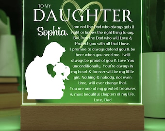 Daughter Gift, Custom Name Plaque Dad to Daughter, Graduation Gift, Promotion, Birthday Keepsake, Gift from Mom, Customizable, Gift for her