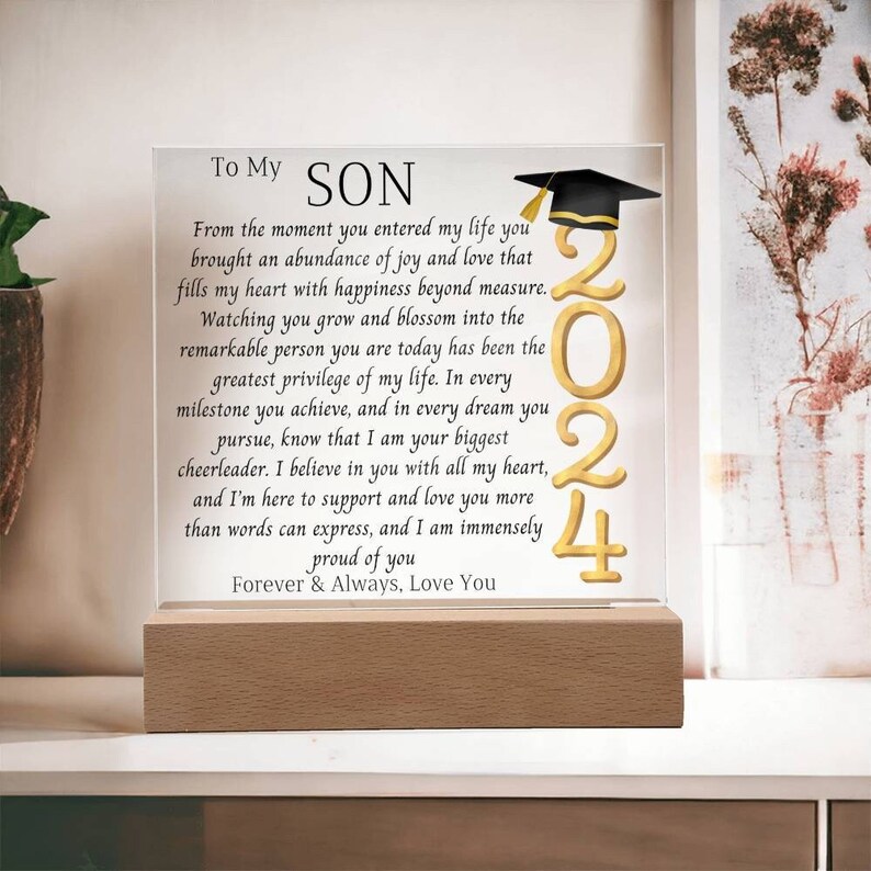 Son Graduation Giftso Proud of You Acrylic Plaque Promotion Gift Gift for Son Grad Son Gift